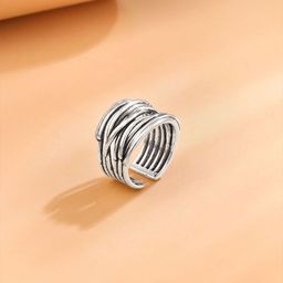 Yellow Chimes Rhodium-Plated Multilayered Finger Ring-image-73