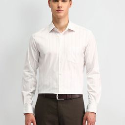 Arrow Men Manhattan Spread Collar Pinstripes Striped Cotton Slim Fit Formal Shirt-image-16