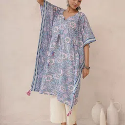 GOODHAND Women Ethnic Motifs Printed Flared Sleeves Pure Cotton Kaftan Kurta-picture-38