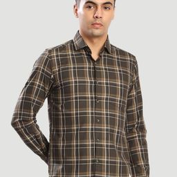 Bene Kleed Men Slim Fit Tartan Checked Spread Collar Cotton Casual Shirt-picture-9