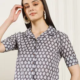 HANDICRAFT PALACE Print Roll-Up Sleeves Cotton Tank Crop Top-image-91