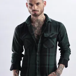 NEVER NEUD Men Flannel Regular Slim Fit Casual Shirt-image-30