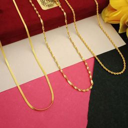 Anouk Mohini Disco Rassa Set Of 3 Gold-Plated Artificial Beaded Minimal Chain-image-31