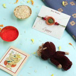 Eyaas Crochet Ball Rakhi With Crochet Toy & Roli Tika-image-84