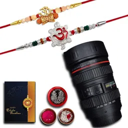 DeoDap Set of 2 Rakhi, Roli Chawal, Silver Coin, Mug & Greeting Card Rakhi Gift Set-11