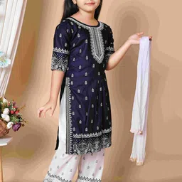 BARKAT DESIGNING PLANET Girls Ethnic Motifs Printed Kurta with Palazzos & Dupatta image 3