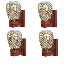 1ST TIME Gold-Toned & Brown 4 Pieces Textured Glass Cylinder Shaped Wall Lamp-picture-41