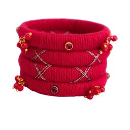 Kamule Girls Red Cotton Thread Stone Embedded Pack Of 4 Bangles-image-45