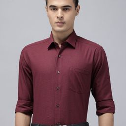 Arrow Pure Cotton Self Design Geometric Manhattan Slim Fit Formal Shirt-picture-30