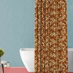 ArtzFolio Yellow & Brown Printed Waterproof Shower Curtain-image-77