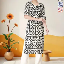 HERE&NOW Women Pack of 3 Printed Pure Crepe Straight Kurta-image-31