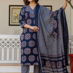 Anouk Women Floral Printed Regular Mirror Work Kurta with Palazzos & With Dupatta image 3