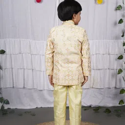 VALUE CREATION Boys Geometric Woven Design Thread Work Kurta With Pyjama image 3