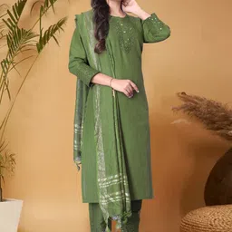 devkison Designer Women Ethnic Motifs Embroidered Regular Kurta with Trousers & With Dupatta-image-46