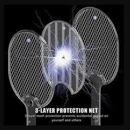 mahostav Classic Mosquito Racket, Powerful Rechargeable Fly Swatter Bat for Indoor & Outdoor Use, Classic Design, Rechargeable, Safe Electric Fly Swatter with Triple Layer Net image 4