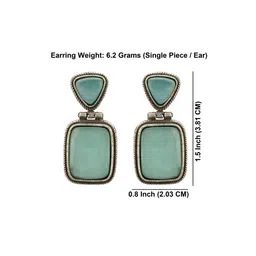 Efulgenz Silver-Plated Square Crystal Oxidised Drop Earrings image 4