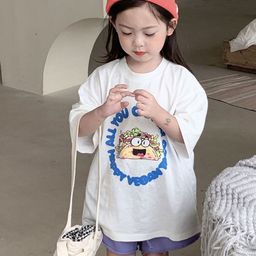LULU & SKY Girls Dyed Henley Neck Organic Cotton Applique T-shirt-picture-32