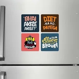 ARTBUG 4-Pcs Yellow & Blue Printed Fridge Magnets-32