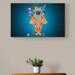 Tushaco Handicrafts Blue & Orange Shrinath ji Canvas Wall Art-image-50