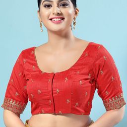 VAMAS - THE DESIGNER BLOUSES Round Neck Padded Saree Blouse-image-41