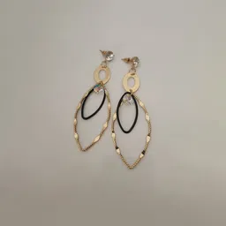 Piu Jewels Stainless Steel Gold-Plated Stones Studded Contemporary Drop Earrings-32