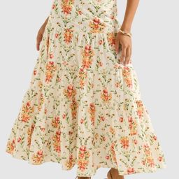 Forever New Printed Pure Cotton Flared Midi Skirt-image-69