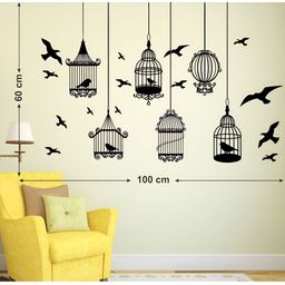 LANSTICK Black Birds With Cage Self-Adhesive Wall Sticker-image-63