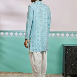 VASTRAMAY Woven Self Design Sherwani With Dhoti Set image 5