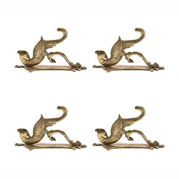 IndianShelf Goldtoned 4 Pieces Brass Peacock Wall Hooks-image-5