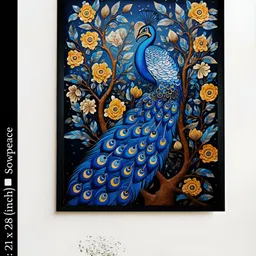 SOWPEACE Blue & Green 1 Piece Canvas Birds and Animals Wall Paintings-image-48