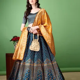 SWAMI STUDIO Ready to Wear Lehenga & Unstitched Blouse With Dupatta image 4