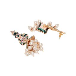 Anouk Artificial Beaded & Kundan Studded Geometric Shaped Meenakari Drop Earrings image 5