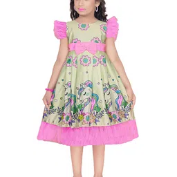 BAESD Lil Princess Kids Unicorn Frills Dress for Girls Embellished Satin A-Line-image-50