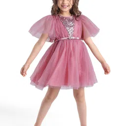 Hola Bonita Girls Round Neck Flared Sleeves Fit And Flare Dress-image-43