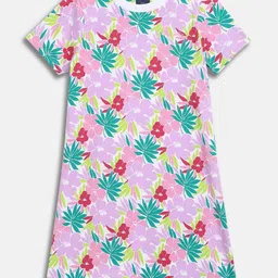Allen Solly Junior Girls Floral Printed Short Sleeve A-Line Dress-picture-13