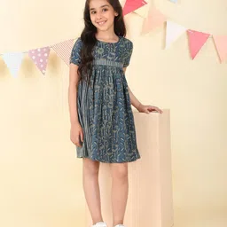 Fabindia Girls Floral Printed Cotton Fit & Flare Dress-image-22