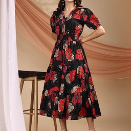 PTVIZE Peter Pan Collar Crepe Fit & Flare Dress-image-93