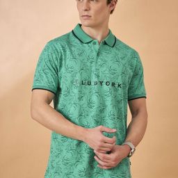 THE BEETEL HOUSE Floral Printed Polo Collar Pure Cotton T-shirt-picture-12