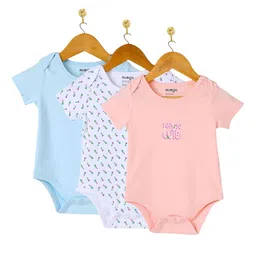 Nuego Infants Girls Pack Of 3 Printed Pure Cotton Bodysuits-46