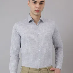 Richlook Men Comfort Fit Spread Collar Micro Ditsy Printed Cotton Formal Shirt-image-84
