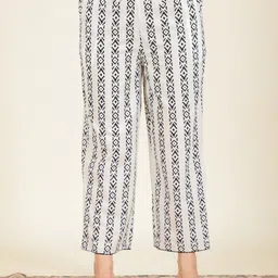 Aramya Women Geometric Printed Cotton Straight Fit Trouser-image-51