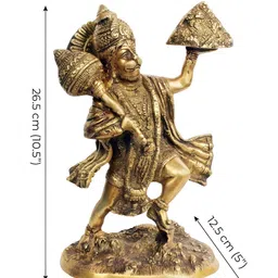 Exotic India Gold-Toned Lord & Brown Hanuman Religious Brass Idol Showpiece-picture-46