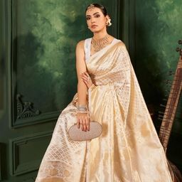 CANBIA Woven Design Zari Silk Blend Banarasi Saree-image-94