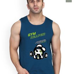 SLOWLORIS Pack Of 2 Typography Printed Sleeveless Bio Washed Combed Cotton Gym Vests-picture-41
