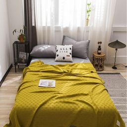 JC HOME Yellow Geometric AC Room 300 GSM Single Bed Quilt-picture-47