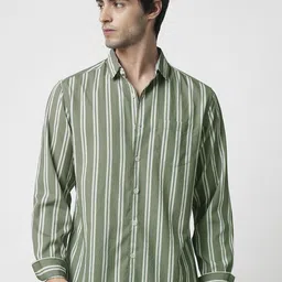 VASTRADO Men Classic Slim Fit Multi Stripes Opaque Striped Casual Shirt-image-27