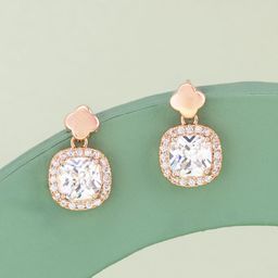 Kushal's Fashion Jewellery Rose Gold-Plated Classic Zircon Drop Earrings-image-24