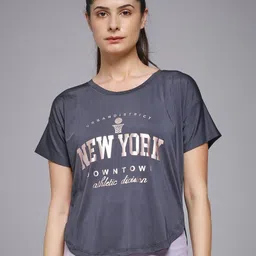 MKH Women Typography Printed Dri-FIT Raw Edge T-shirt-image-8