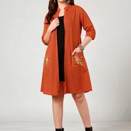 Azira Embroidered Longline Open Front Cotton Shrug-picture-30