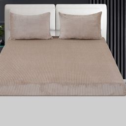 BLUEDOT Beige & White Striped 300 TC King Bedsheet with 2 Pillow Covers-image-44